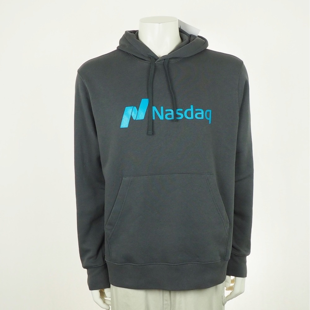 New Nike Club Fleece Pullover Hoodie Mens Large Dark Gray Nasdaq Cotton Blend
